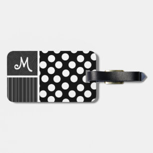 Etiqueta De Bagagem Bolinhas Pretas e Brancas