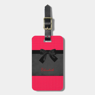 Etiqueta De Bagagem Bolinhas Vermelhas Bonitas e Elegantes - Arco Pret