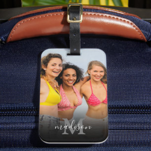Etiqueta De Bagagem Bolsa com Nome e Monograma de Foto Personalizada