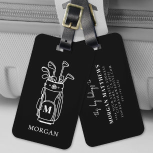 Etiqueta De Bagagem Bolsa de Golfe Monograma Preto
