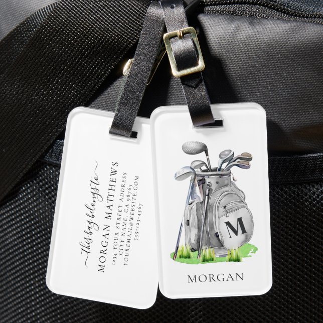 Etiqueta De Bagagem Bolsa de Golfe Monogramada (Monogram Golf Bag Luggage Tag )