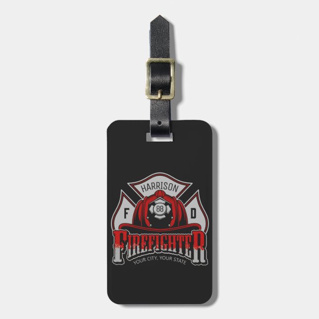 Etiqueta De Bagagem Bombeiro Helmet ADD NAME Bombeiro Salvamento (Frente Vertical)