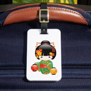 Etiqueta De Bagagem Boneca de Kokeshi da queda - menina de gueixa