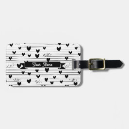 Etiqueta De Bagagem Bonita Abstrato Minimalista Amor Preto