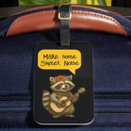 Etiqueta De Bagagem Bonita Floral Raccoon Music Duo Tocando Violão