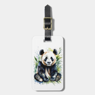 Etiqueta De Bagagem Bonita Watercolor Panda Bear