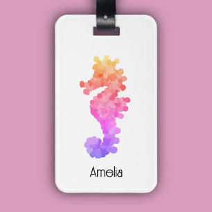 Etiqueta De Bagagem Bonito Arco-Íris Seacavalo Personalizado