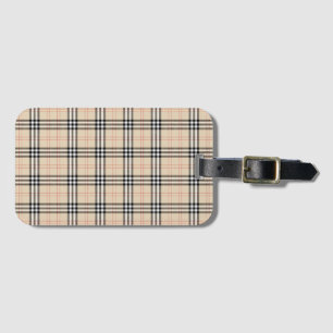Etiqueta De Bagagem Bonito Beige Xadrez Tartan