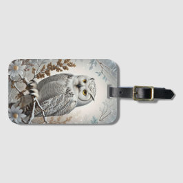 Etiqueta De Bagagem Bonito Coruja Branca de Neve Winter