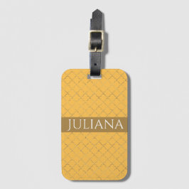 Etiqueta De Bagagem Bonito Daffodil Dourado Quatrefoil Personalizado