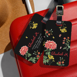 Etiqueta De Bagagem Bonito Desenhar de mão colorido do jardim de energ