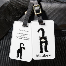 Etiqueta De Bagagem Bonito Gato Preto Personalizado