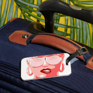 Etiqueta De Bagagem Bonito mulher mordendo Lábios Pop