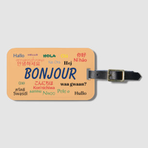 Etiqueta De Bagagem Bonjour Hello Languages World Viagem Colorful