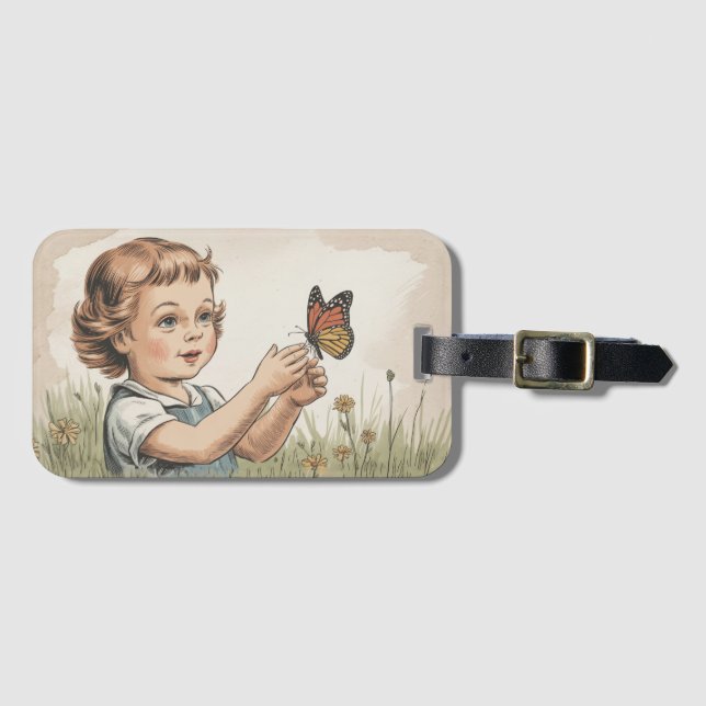 Etiqueta De Bagagem borboleta 70s (Frente Horizontal)