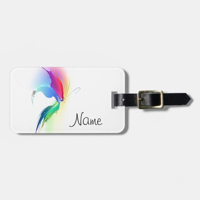 Etiqueta De Bagagem Borboleta abstrato Paint Splatter (Frente Horizontal)