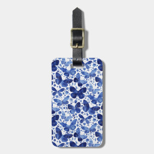 Etiqueta De Bagagem Borboleta Aquarela Azul Personalizado
