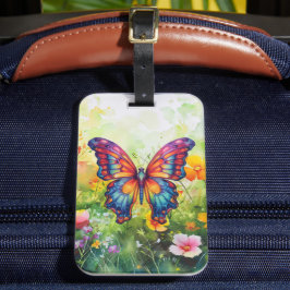 Etiqueta De Bagagem Borboleta Azul Laranja Asas