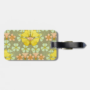 Etiqueta De Bagagem Borboleta Floral Botânico Colorido