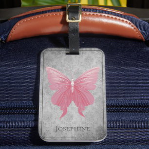 Etiqueta De Bagagem Borboleta Rosa