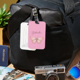Etiqueta De Bagagem Borboleta Rosa Feminina
