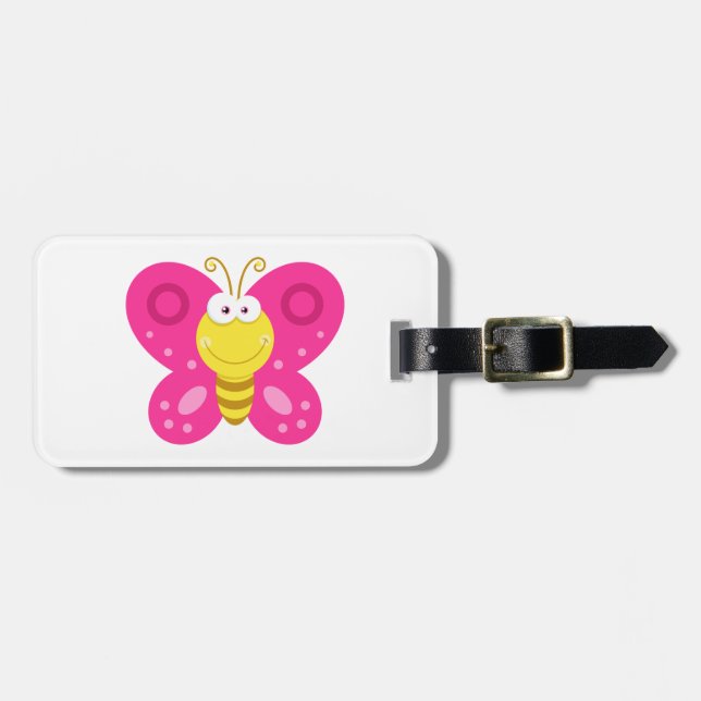 Etiqueta De Bagagem Borboleta Rosa Fofa (Frente Horizontal)