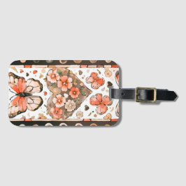 Etiqueta De Bagagem Borboletas, Corações e Flores