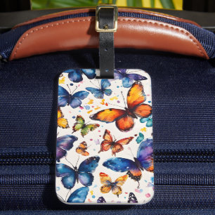 Etiqueta De Bagagem Borboletas de Aquarela