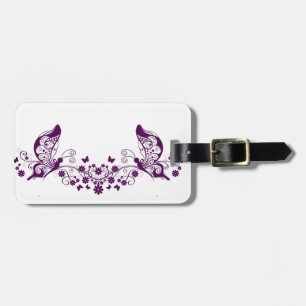 Etiqueta De Bagagem Borboletas filigranas roxas