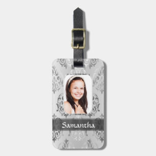 Etiqueta De Bagagem borda personalizada de fotos da cinza