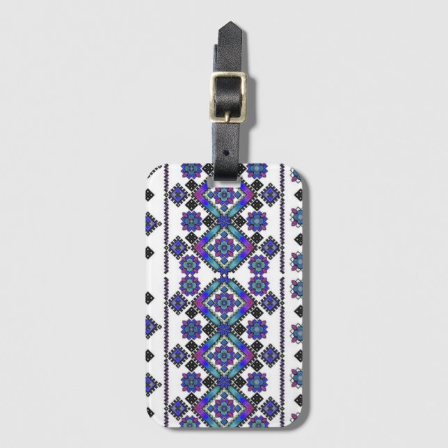 Etiqueta De Bagagem Bordado azul (Frente Vertical)