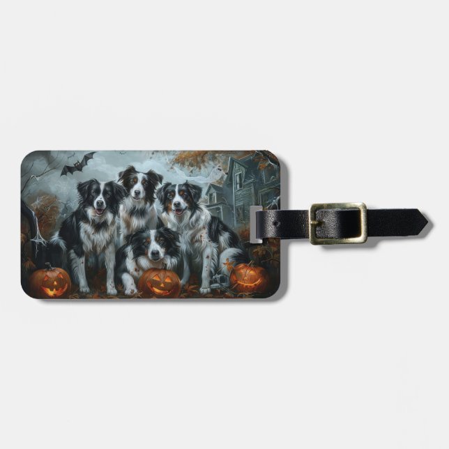 Etiqueta De Bagagem Border Collie Halloween Night Doggy Delight (Frente Horizontal)