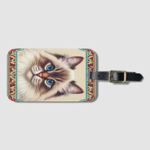 Etiqueta De Bagagem Bordo Moldado Colorido de Gato de Birmanês Decorat
