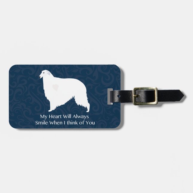 Etiqueta De Bagagem Borzoi Pensando em você Design (Frente Horizontal)