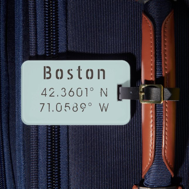 Etiqueta De Bagagem Boston Latitude e Longitude (Frente Insitu 4)