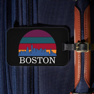 Etiqueta De Bagagem Boston Massachusetts Vintage Cityscape