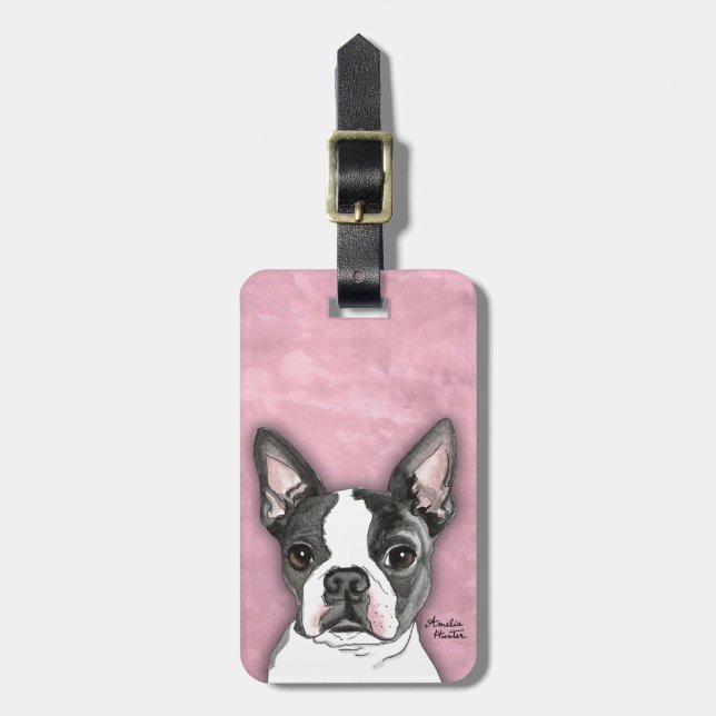 Etiqueta De Bagagem Boston Terrier (Frente Vertical)