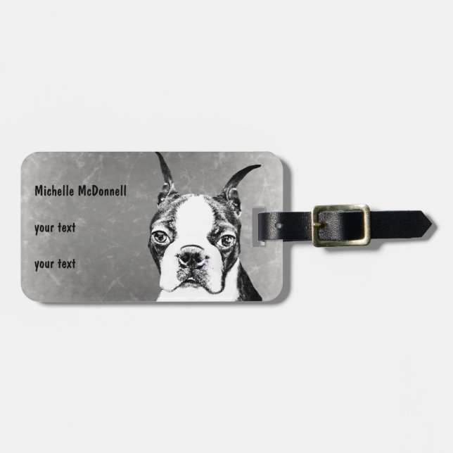 Etiqueta De Bagagem Boston Terrier (Frente Horizontal)