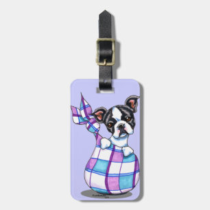 Etiqueta De Bagagem Boston Terrier Xadrez Sack Puppy