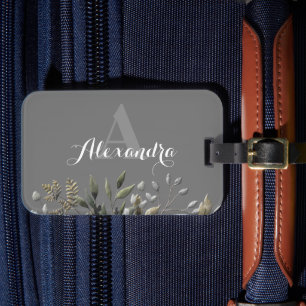 Etiqueta de Bagagem Botânica Monogramada por na mo