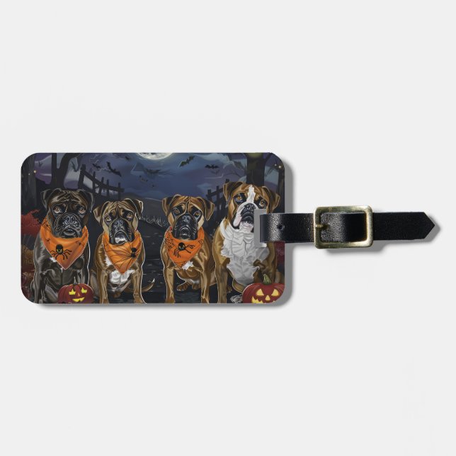 Etiqueta De Bagagem Boxer Halloween Assustador (Frente Horizontal)