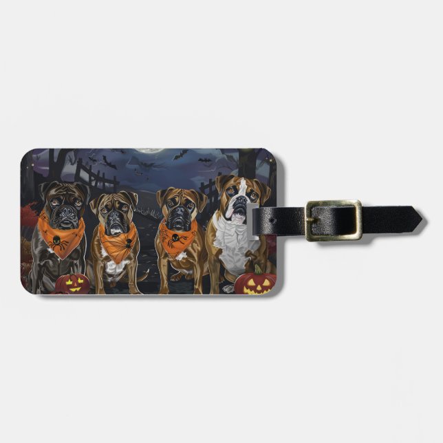Etiqueta De Bagagem Boxer Halloween Assustador (Frente Horizontal)