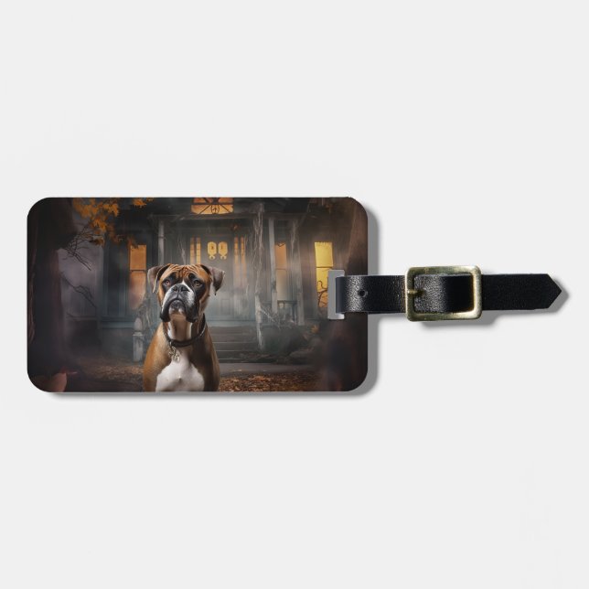 Etiqueta De Bagagem Boxer Halloween Assustador (Frente Horizontal)