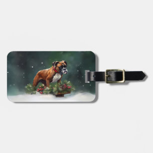 Etiqueta De Bagagem Boxer Natal neve inverno