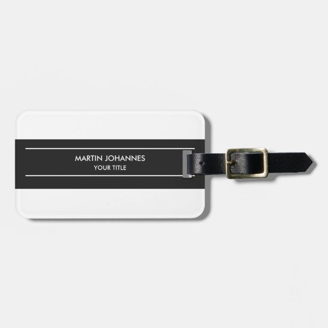 Etiqueta De Bagagem Branca de Cinzas Simples Trendy Plain (Frente Horizontal)