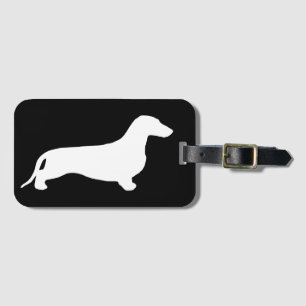 Etiqueta De Bagagem Branco da silhueta do Dachshund + suas ideias