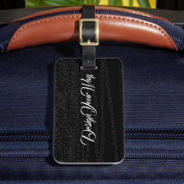 Etiqueta De Bagagem branco preto monograma personalizado