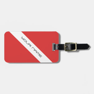 Etiqueta De Bagagem Branco vermelho do emblema dos mergulhadores da