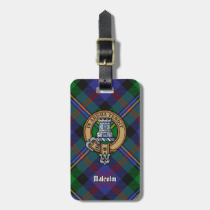 Etiqueta De Bagagem Brasão do Clã Malcolm sobre Tartan