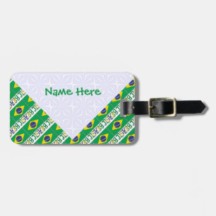 Etiqueta De Bagagem Brasil Bandeira Brasil Azulejo Nome Personalizado